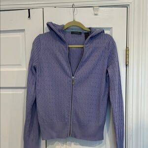 Liz Claiborne Hoodie Cable Knit Women's Sweater M periwinkle purple